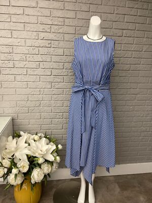 Tahari Arthur S Levine Women Sleeveless Striped Asymmetrical