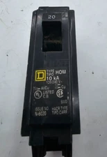 Square D HOM 10KA 120/240V Single Pole 20Amp Circuit Breaker N-6020