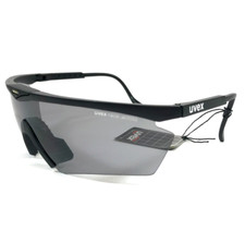 Vintage Uvex Sunglasses Race Across Black Wrap Frames with Gray Lens 85-15-105