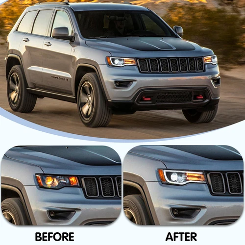 VLAND Full LED Headlights Fit 2014-22 Jeep Grand Cherokee Blue DRL Start-up Set - Picture 7 of 9