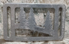 GRIP6 BELT BUCKLE - NATURALIST UINTA / PINE TREE - RAW ALUMINIUM - 1.1 INCH WIDE
