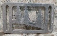 GRIP6 BELT BUCKLE - NATURALIST UINTA / PINE TREE - RAW ALUMINIUM - 1.1 INCH WIDE