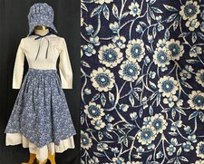 Vintage Holly Hobbie Prairie Girl Costume Muslin Dress Indigo Apron Sun Bonnet