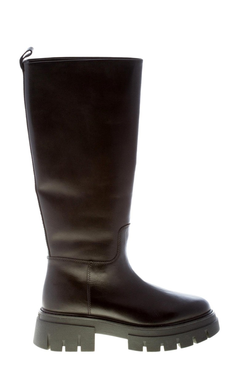 ASH women shoes Black leather Lucky knee boot with half-leg zip 135534-001