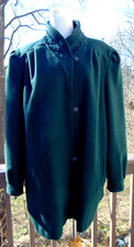 Vintage Julia Klein Womens Green Wool Blend Coat Cotton Lace Collarjacket~22w/1x