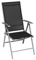 Merxx Gartenstuhl Klappsessel Amalfi, Mehrfach Verstellbar, Silber/Schwarz