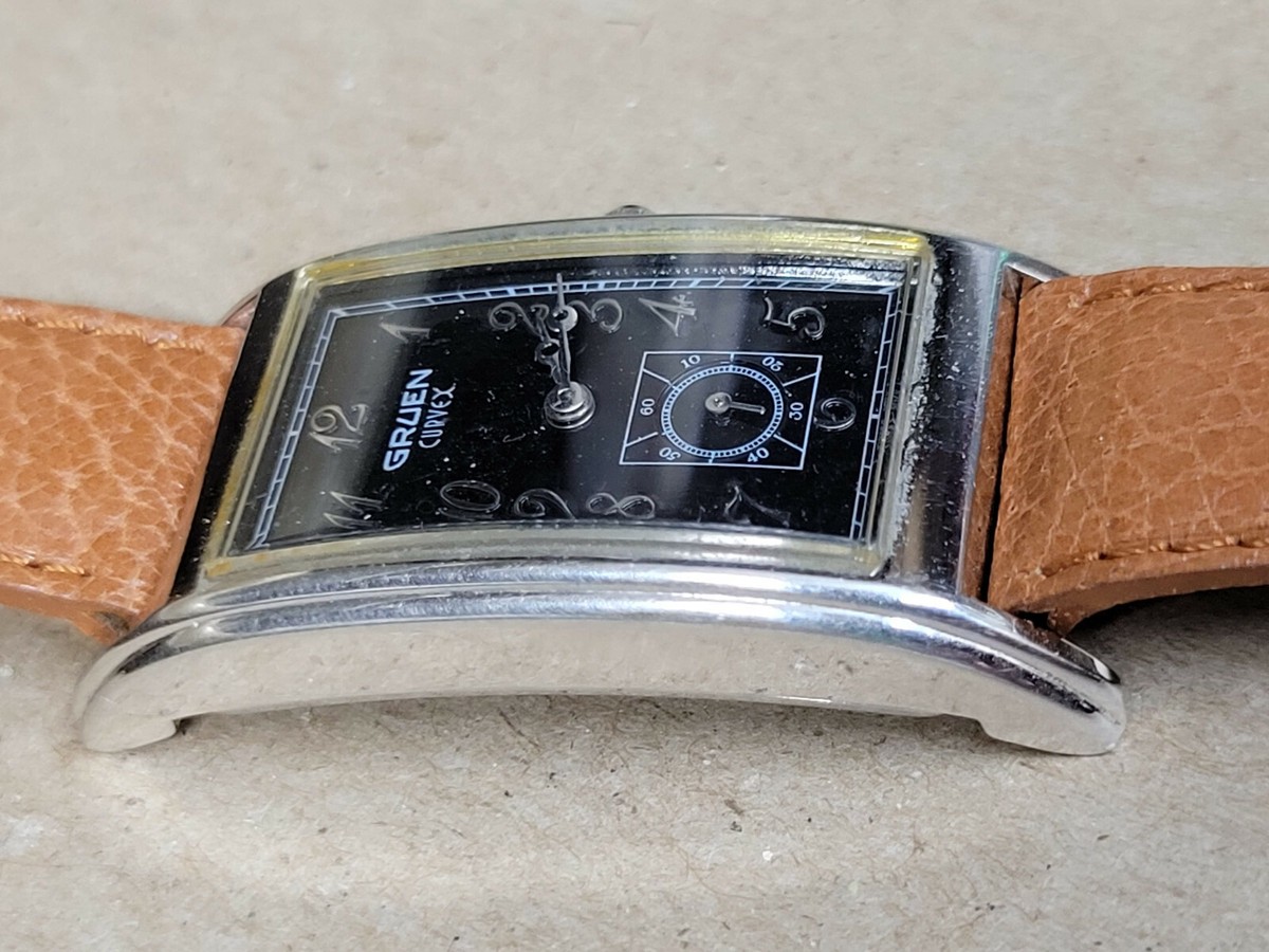 GRUEN CURVEX / SUPER RARE / BLACK DIAL / QUARTZ | eBay
