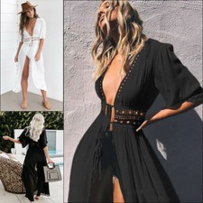 Women Sexy Casual Summer Boho Beach Long Maxi Slit Dress Cocktail Party Sundress