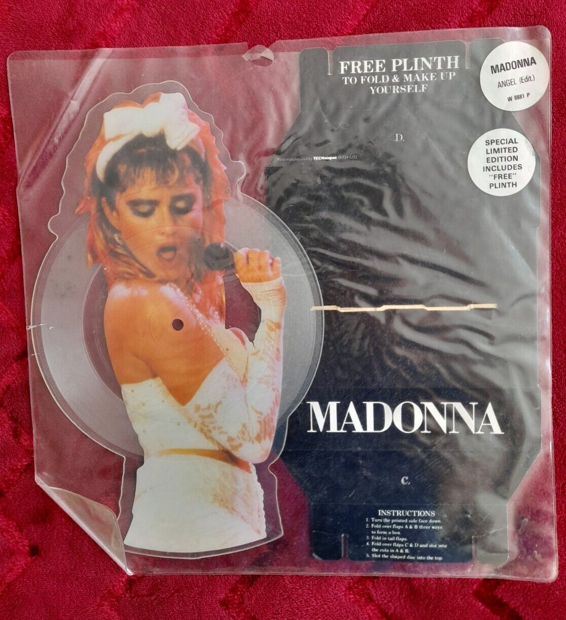 Very Rare 1985 Madonna - Angel  7"  Shaped Picture Disc With Plinth 