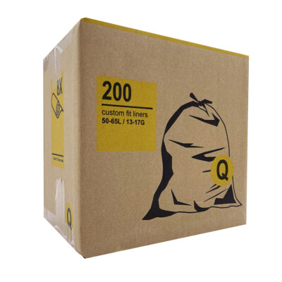 200 - Code Q, 13-17 Gallon/50-65 Liter, Custom Fit Drawstring Trash Bag Liners 