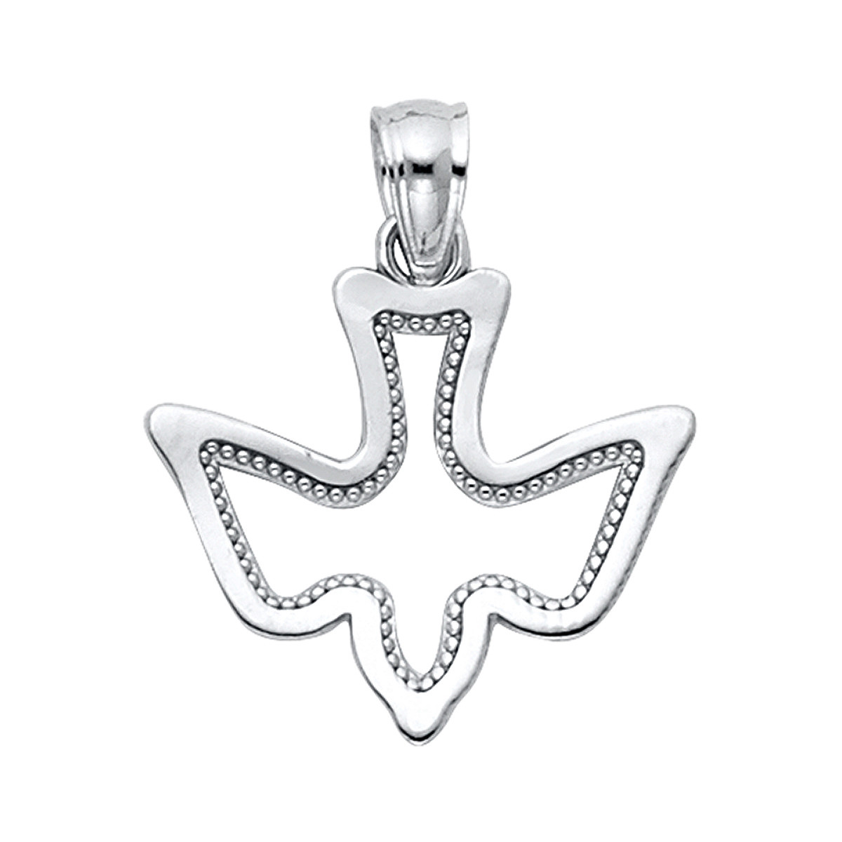 14K White Yellow Gold Religious Holy Spirit Dove Pendant For Women Men