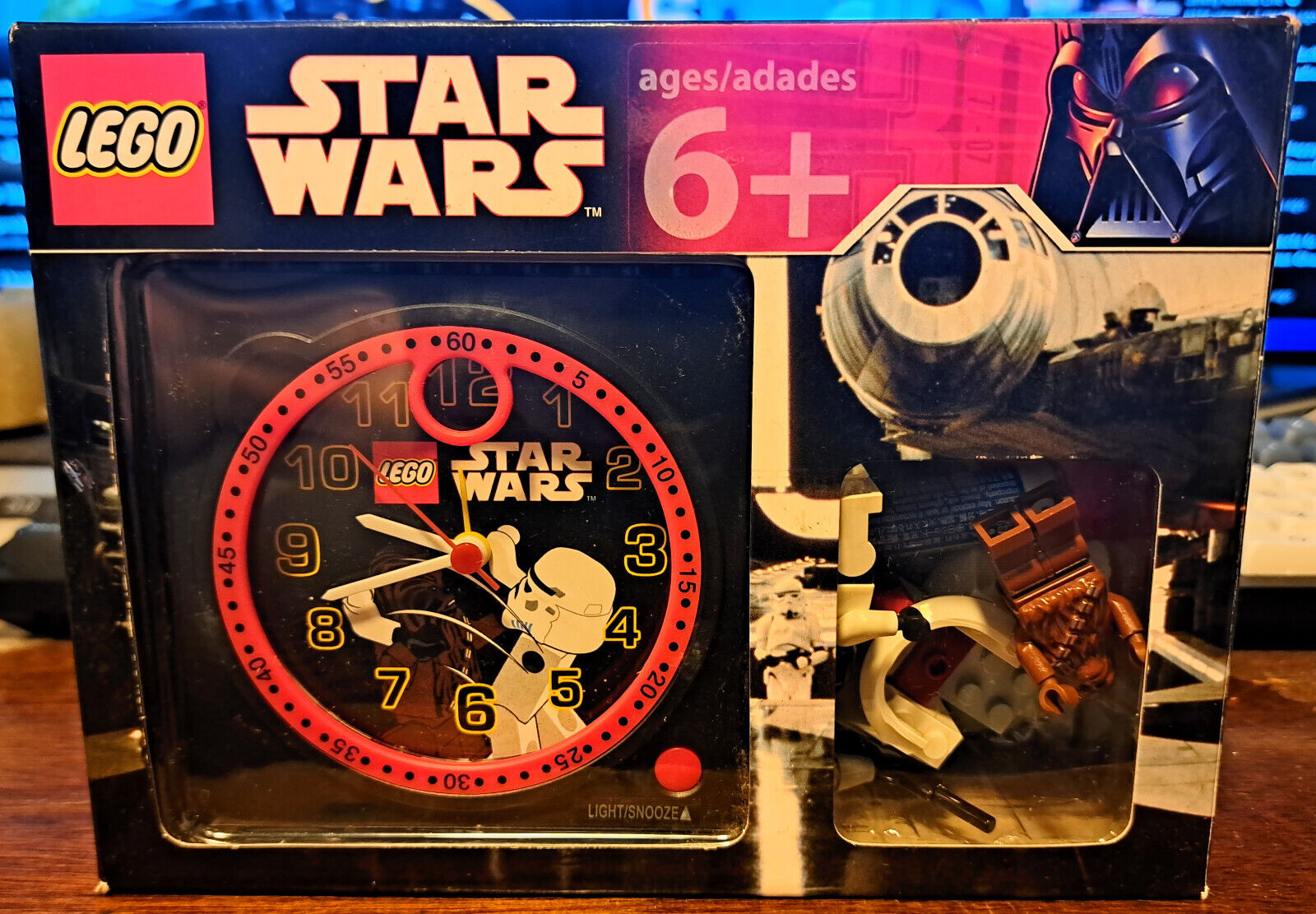 Lego Star Wars Alarm Clock with Chewbacca and Storm Trooper Complete In Box!