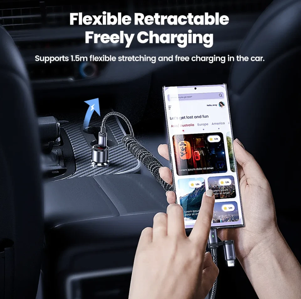 USB-C Kabel 60W Schnellladekabel Spiralkabel für iPhone Samsung Auto Ladekabel  - Bild 4 von 4