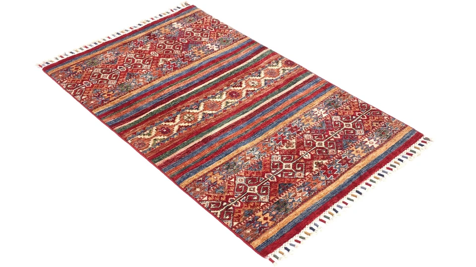 Афганский ковер Ziegler Khorjin 80x120 с красными полосками ручной вязки восточный F - Изображение 3 из 4