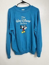 VTG 80s DISNEY MICKEY MOUSE HANES TEAL SWEATSHIRT MADE IN USA SIZE XL