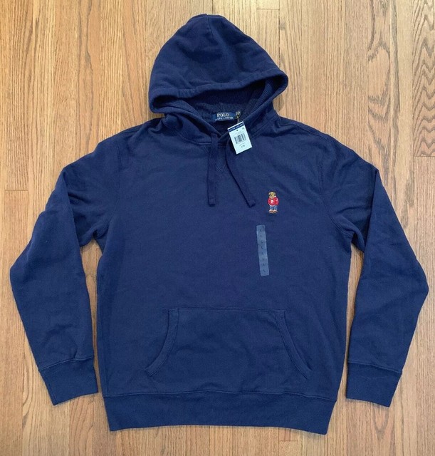 Ralph Lauren Polo Bear Hooded Pullover Sweatshirt Navy Blue - L Large 