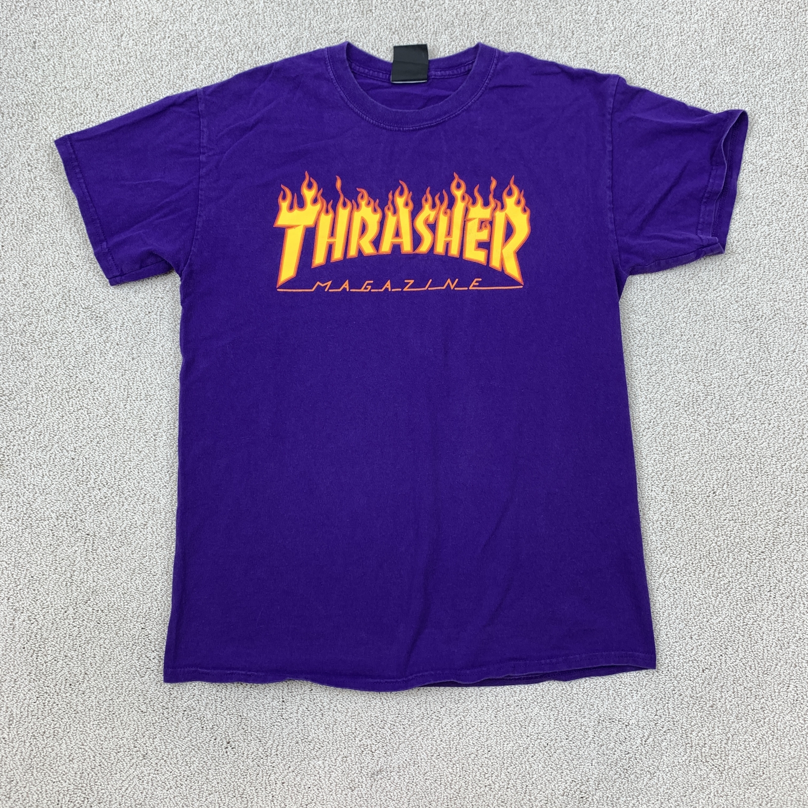 Vintage Thrasher T-Shirt Men's Medium Purple Flame Graphic Casual Skate