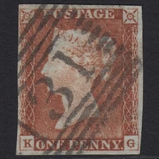 M34_17 GB QV 1841 1d PALE RED-BROWN PLATE 60 SG9-B1(3) KG FU EDINBURGH 131