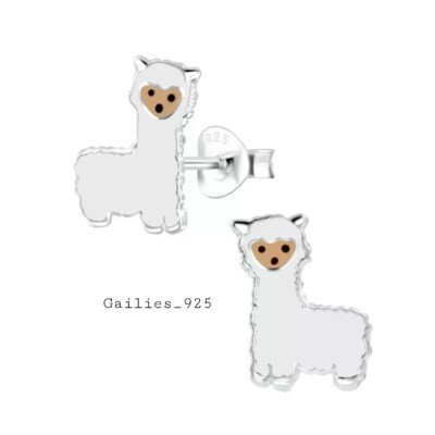 925 Sterling Silber Alpaka Jungen, Mädchen Ohrstecker - Geschenkbeutel 