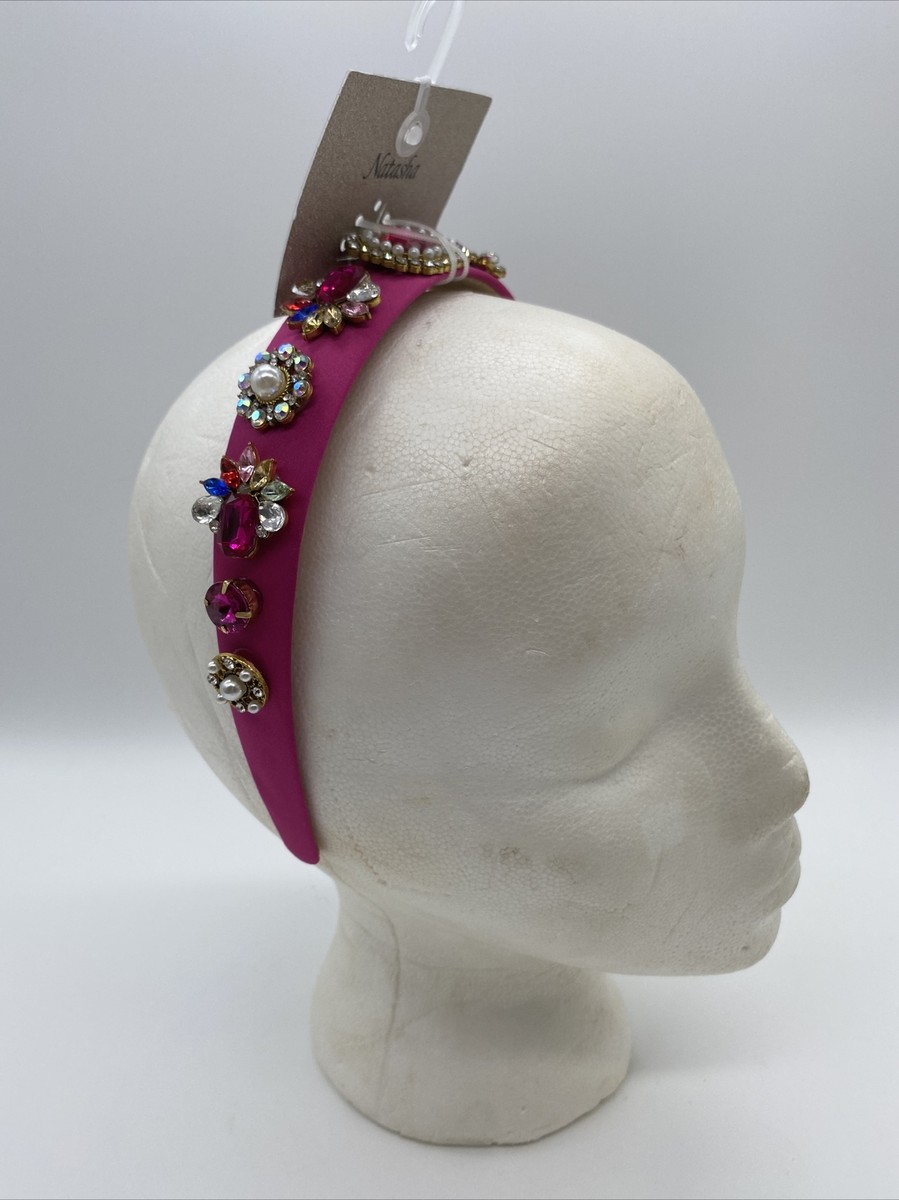 Rhinestone Embellished Headband Hot Pink Hair Accessory  display picture 1