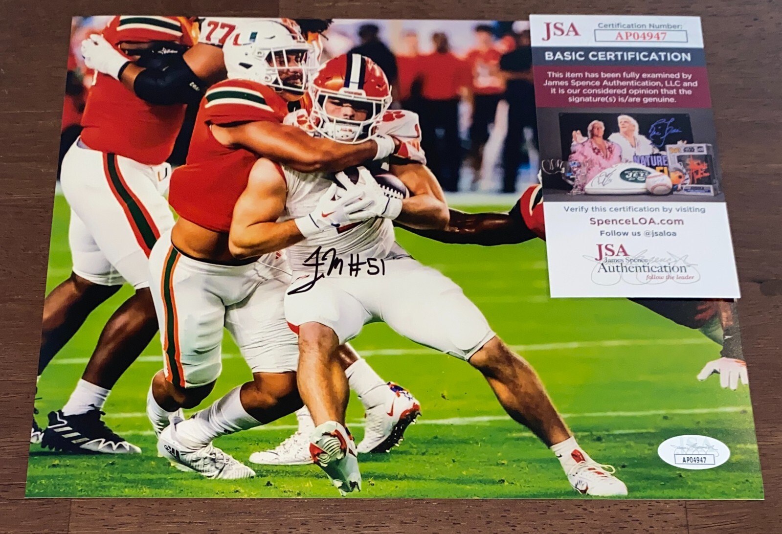 Francisco Mauigoa Signed Autographed 8x10 Photo Miami Hurricanes JSA N1 