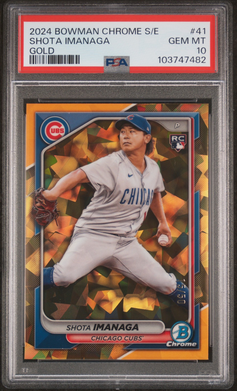 2024 BOWMAN CHROME SAPPHIRE ED GOLD #41 SHOTA IMANAGA 15/50 PSA 10