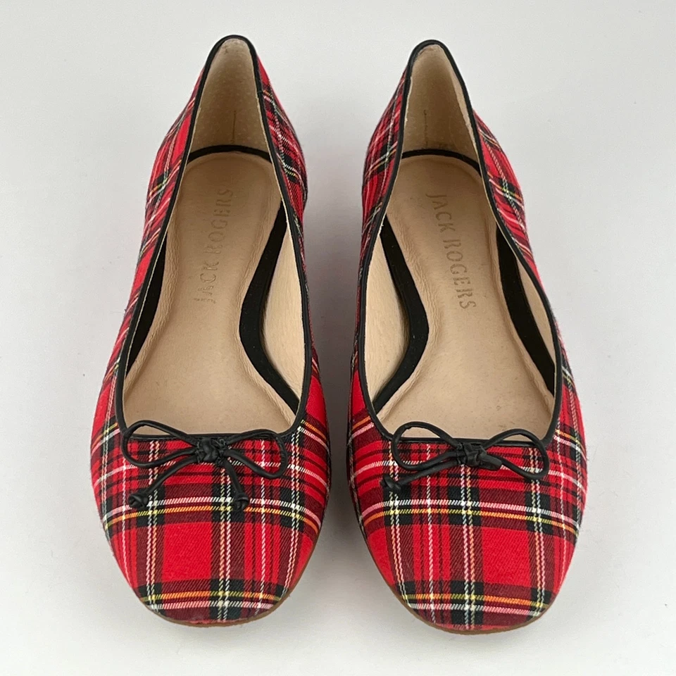 JACK ROGERS Kenlyn Ballet Red Tartan Flat Sold Out! Women's Size 9 $128 MSRP - Image 4 of 4