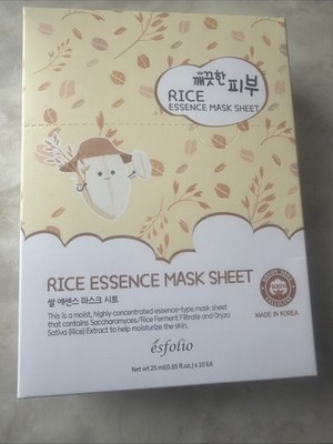 esfolio (K-Beauty) Pure Skin Rice Essence Mask Sheet Set 10 Count