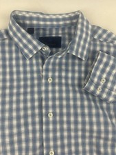 David Donahue Dress Shirt Size XL Men s Casual Blue Gingham Check Long Sleeve