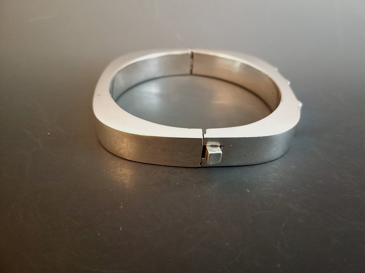 Vintae Mexican sterling silver bangle bracelet modernist 51.3 grams View 6