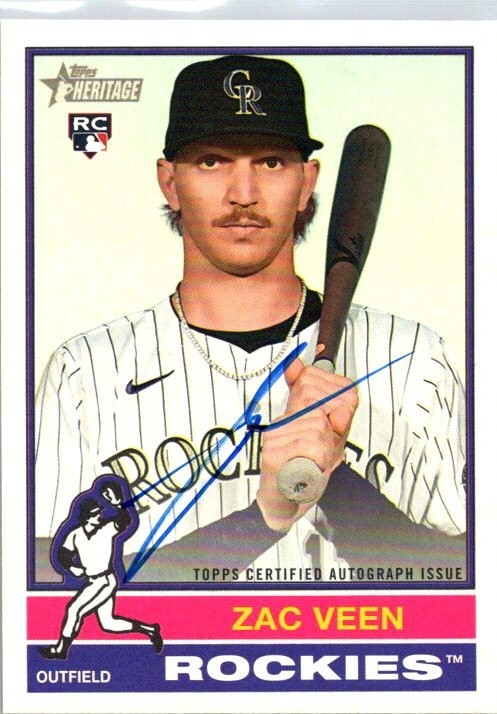 Zac Veen 2025 Topps Heritage High Number #ROA-ZV Real One RC Auto Rockies