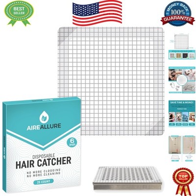 25 Pack Disposable Shower Drain Hair Catcher - 6 Inch Peel & Stick Strainers