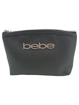 2B BEBE Kosmetiktasche Damen Schwarz Elegant Strass Logo 21x16cm Klein