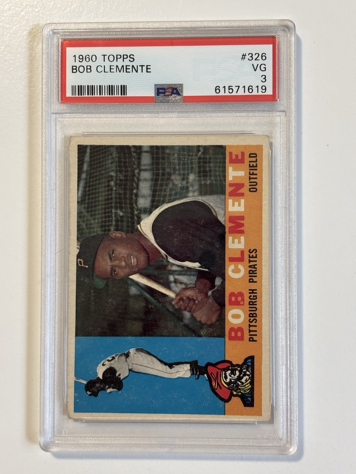 1960 Topps #326 Bob Clemente Psa 3 Pirates view 1