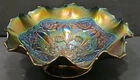 Vintage Dugan Carnival Glass Purple "Double Stem Rose" Dome Footed Bowl