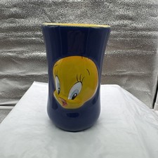 Vintage Blue with Yellow Tweety Bird Looney Tunes Stoneware Cup