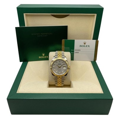 Rolex Datejust 126333 Gelbgold Stahl Weißes MOP Diamant Zifferblatt Uhr B&P