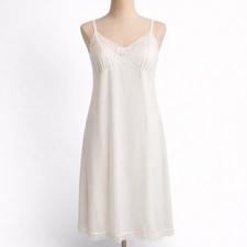 Vintage Lace Satin Slip Dress Ivory L Fairy Coquette Romantic Lingerie Bridal