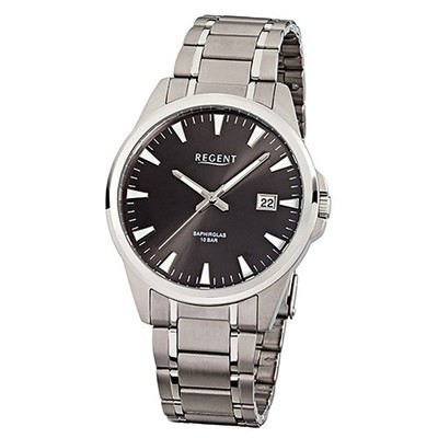 Regent Herren-Armbanduhr silber Analog F-924 Titan-Armband URF924
