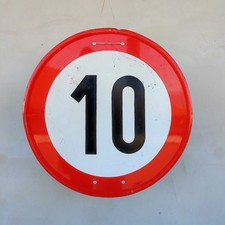 Grande Cartello Stradale Limite 10 Km/h 1961