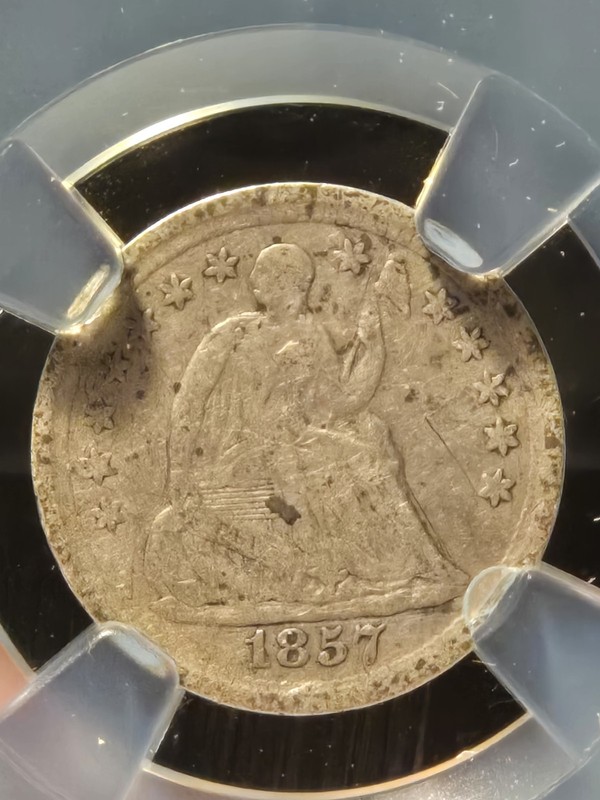 1857-P Seated Liberty Half Dime H10C Semi Key Date Silver Coin NGC Genuine