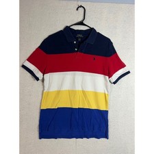 Polo Ralph Lauren Striped Short Sleeve Polo Shirt Youth XL Blue Red White Yellow