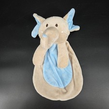 SL Fashions Elephant Baby Security Blanket Lovey Blue Tan Plush RN 119741