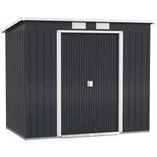 Outsunny 7 x 4ft Metal Garden Storage Shed w/ Double Door Dark Grey