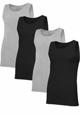 LARGE FRUIT OF THE LOOM MEN'S PREMIUM A-SHIRT BLACK AND GRAY 4 PACK