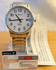 New Men's Timex Indiglo WR 30m Stainless Steel Silver Tone Band Watch