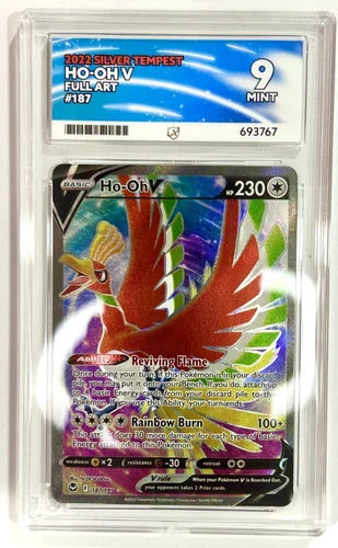 Ho-Oh V 187/195 Silver Tempest Pokémon Card Ace 9 Grade Mint