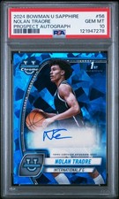 PSA 10 - NOLAN TRAORE Auto - 2024 Bowman Chrome University Sapphire Prospect RC