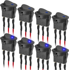 8pcs 12v 20a Led Light Circle Round Toggle Rocker Switch 3 Pin On-off Switches