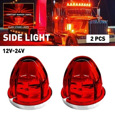 2x LED Watermelon Lights Red Truck Trailer Side Marker Clearance Light 12-24V US